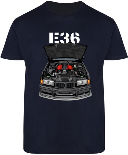 T-SHIRT MĘSKI DLA FANA BMW E36 M3 M POWER KOSZULKA GRANATOWA R-M A99 DonWitold