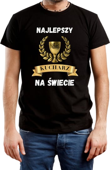 T-SHIRT MĘSKI DLA KUCHARZA GOTOWANIE Z NADRUKIEM KOSZULKA CZARNA R-S A43 DonWitold