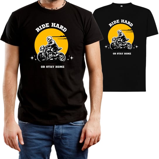 T-SHIRT MĘSKI DLA MOTOCYKLISTY ŚCIGACZ NAKED KOSZULKA CZARNA R-XS A165 DonWitold