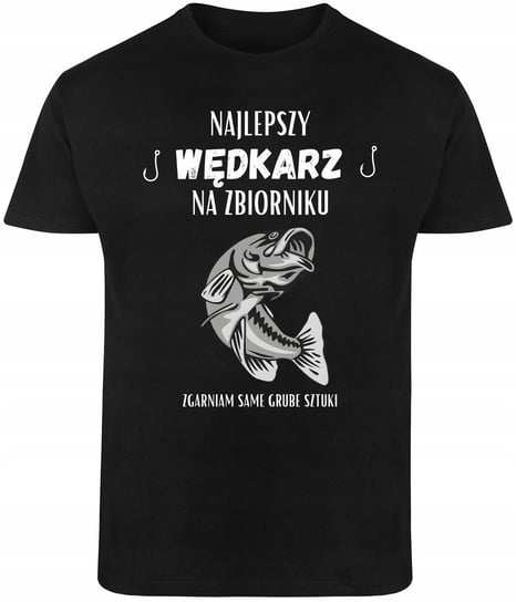 T-SHIRT MĘSKI DLA WĘDKARZA RYBAKA PREZENT RYBY KOSZULKA CZARNA R-XS A66 DonWitold