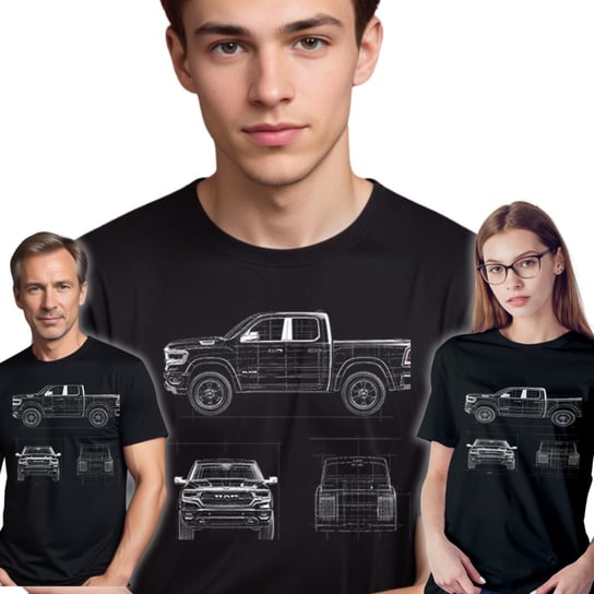 T-SHIRT MĘSKI Dodge RAM Pickup czarna KOSZULKA z nadrukiem BAWEŁNA M UNIQ66