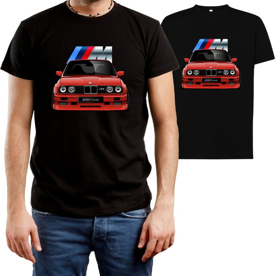 T-SHIRT MĘSKI FAN BMW E30 M3 M POWER Z NADRUKIEM KOSZULKA CZARNA R-M A98 DonWitold