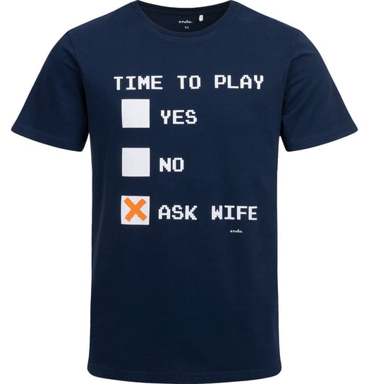 T-shirt męski Koszulka męska bawełniana granatowa XL Time to play ? Endo Endo