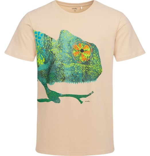 T-shirt męski  Koszulka męska bawełniany beżowy XL  z kameleonem Endo Endo
