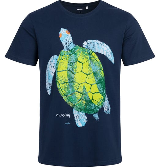 T-shirt męski  Koszulka męska bawełniany granatowa L  z żółwiem  Endo Endo