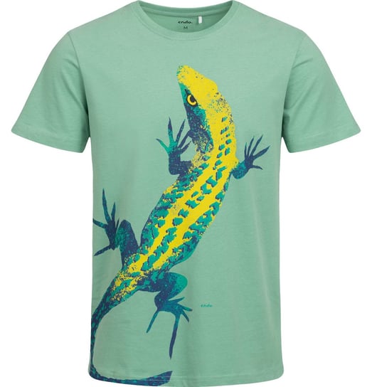T-shirt męski  Koszulka męska bawełniany zielona L  z jaszczurką Endo Endo