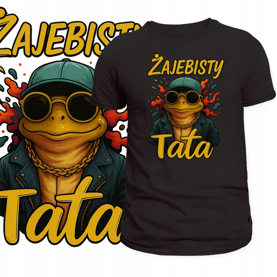 T-SHIRT MĘSKI KOSZULKA NADRUK ŻAJEBISTY TATA ŻABA PREZENT NA DZIEŃ OJCA S Szumila