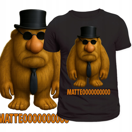 T-SHIRT MĘSKI KOSZULKA ŚMIESZNY NADRUK BRAINROT TIKTOK MATTEO PREZENT 3XL Szumila