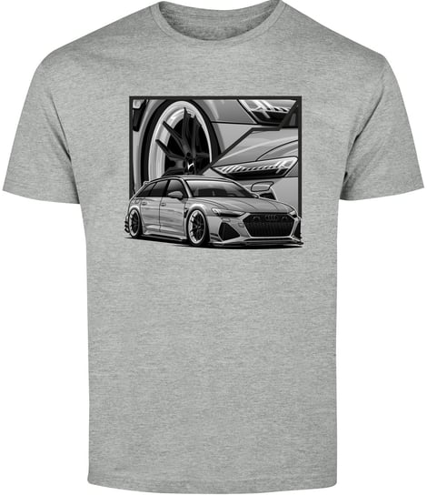 T-SHIRT MĘSKI MOTORYZACYJNA AUDI RS6 SLINE S6 KOSZULKA SZARA R-M A578 DonWitold