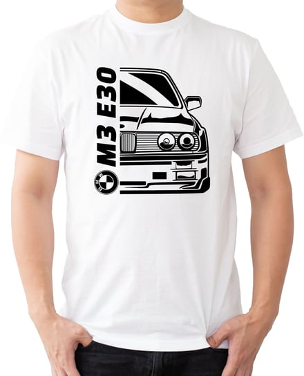 T-SHIRT MĘSKI MOTORYZACYJNA BMW M3 E30 M POWER BIAŁA KOSZULKA R-XL A565 DonWitold