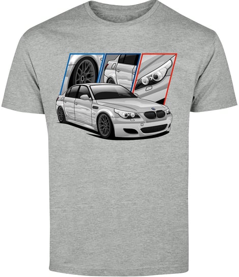 T-SHIRT MĘSKI MOTORYZACYJNA BMW M5 E60 M POWER KOSZULKA SZARA R-XXL A583 DonWitold