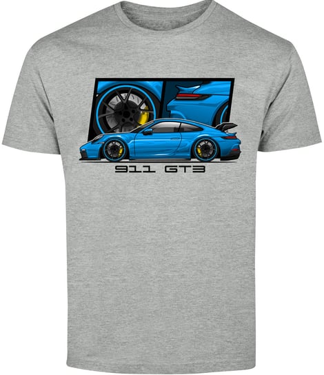 T-SHIRT MĘSKI MOTORYZACYJNA PORSCHE 911 GT3 KOSZULKA SZARA R-M A586 DonWitold