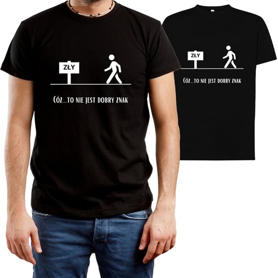 T-SHIRT MĘSKI NA PREZENT ZNAK Y2K HUMOR ŚMIESZNA KOSZULKA CZARNA R-XL A301 DonWitold