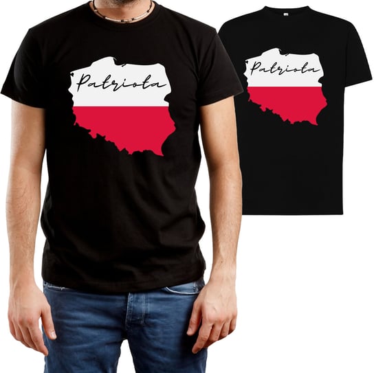 T-SHIRT MĘSKI NADRUK PATRIOTA PATRIOTYCZNA POLSKA KOSZULKA CZARNA R-L A86 DonWitold