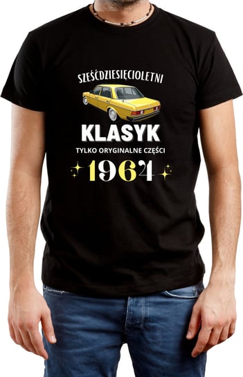 T-SHIRT MĘSKI NADRUK PREZENT NA 60 URODZINY KLASYK 1964 CZARNA R-XS A606 DonWitold