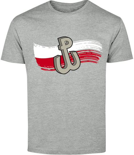 T-SHIRT MĘSKI POLSKA WALCZĄCA PATRIOTYCZNA KOSZULKA SZARA R-S A85 DonWitold