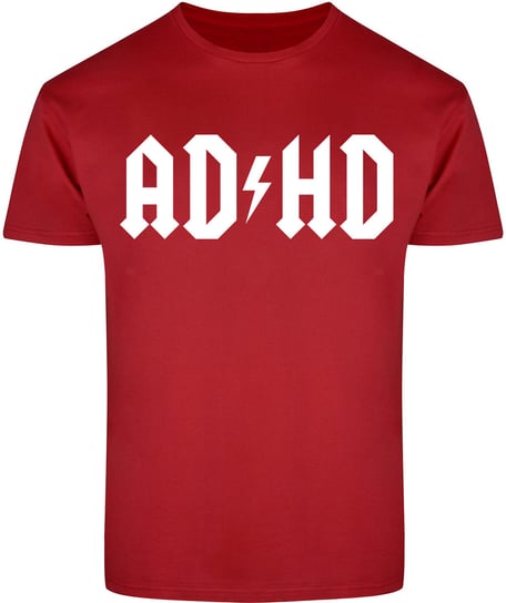 T-SHIRT MĘSKI PREZENT AC/DC ADHD ŚMIESZNA KOSZULKA CZERWONA R-3XL A234 DonWitold