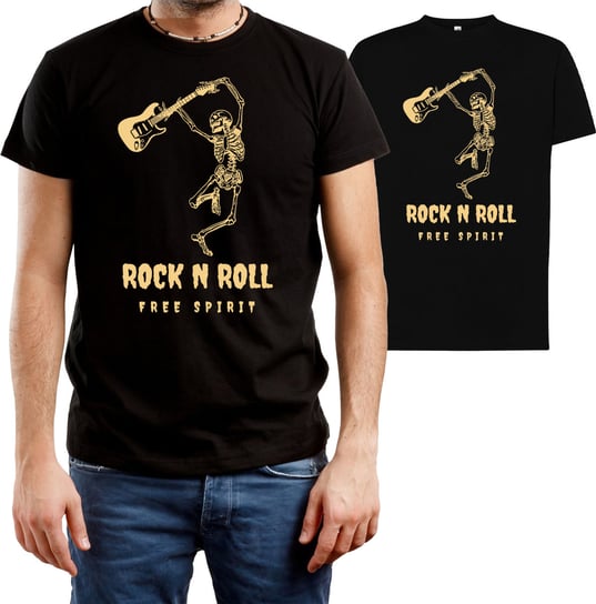 T-SHIRT MĘSKI ROCK HEAVY METAL GITARZYSTA KOSZULKA CZARNA R-L A211 DonWitold