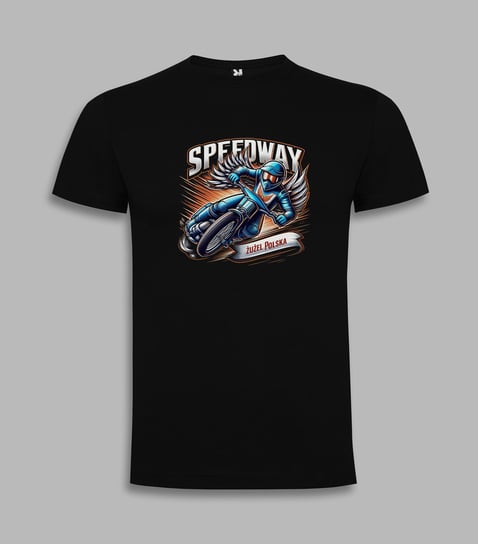 T-shirt męski Speedway żużel Polska Czarny XL ROLY