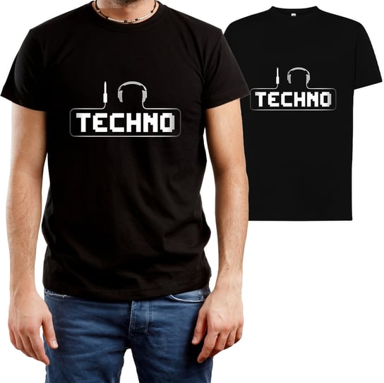 T-SHIRT MĘSKI TECHNO TEKNO MUZYKA DJ RAVE KOSZULKA CZARNA R-M A120 DonWitold