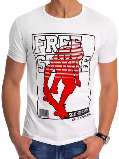 T-shirt męski z nadrukiem biały Dstreet RX4487-M Inna marka