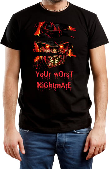 T-SHIRT MĘSKI Z NADRUKIEM FREDDY KRUEGER HORROR KOSZULKA CZARNA R-M A229 DonWitold