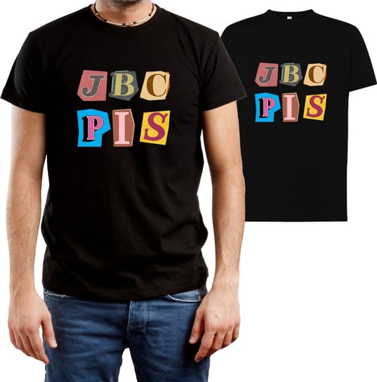 T-SHIRT MĘSKI Z NADRUKIEM PIS PROTEST POLITYKA KOSZULKA CZARNA R-L A36 DonWitold