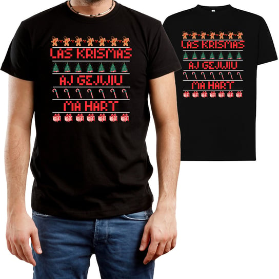 T-SHIRT MĘSKI Z NADRUKIEM PREZENT NA ŚWIĘTA KOSZULKA CZARNA R-3XL A1 DonWitold