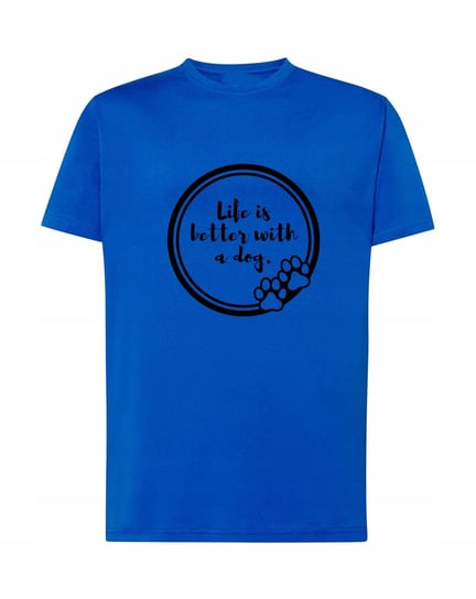 T-Shirt nadruk Life is better with a dog Rozm.XS Inna marka