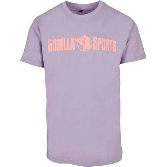 T-shirt Okrągły Dekolt fioletowy/neon koralowy L Gorilla Sports