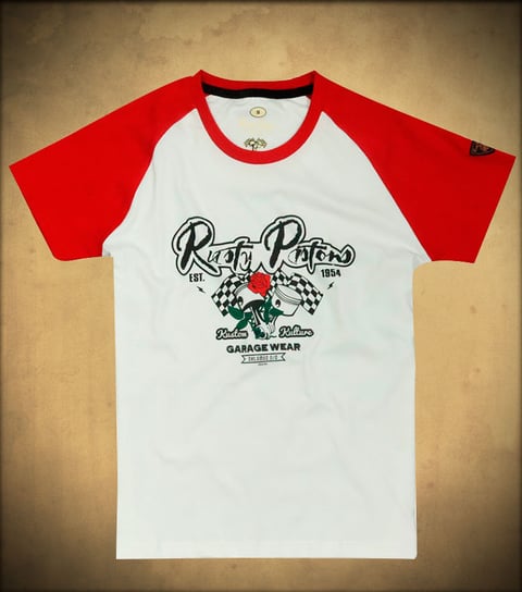 T-Shirt Ona biały/czerwony Rozmiar L Damska Rusty Pistons