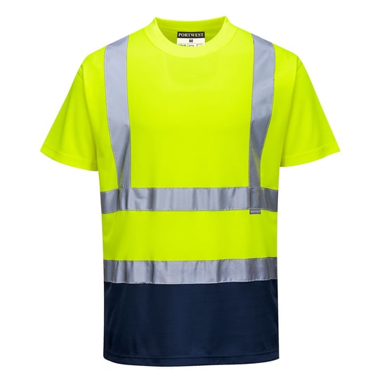 T-shirt ostrzegawczy dwukolorowy Żółty Granat 2XL Portwest