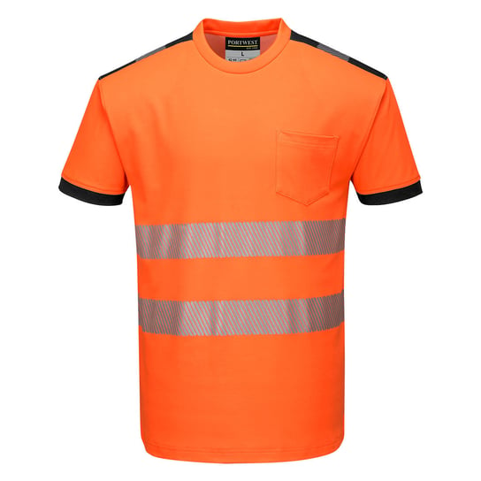 T-Shirt ostrzegawczy PW3 Czarny Pomarańcz 2XL Portwest