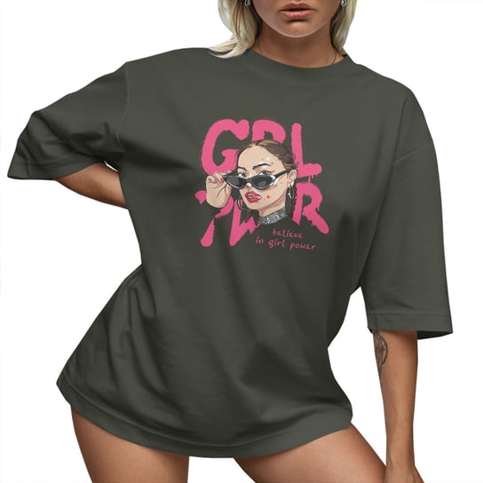 T-SHIRT OVERSIZE LU��NA KOSZULKA GIRL POWER M SUKIENKA JAKO���� PolskaKoszulka