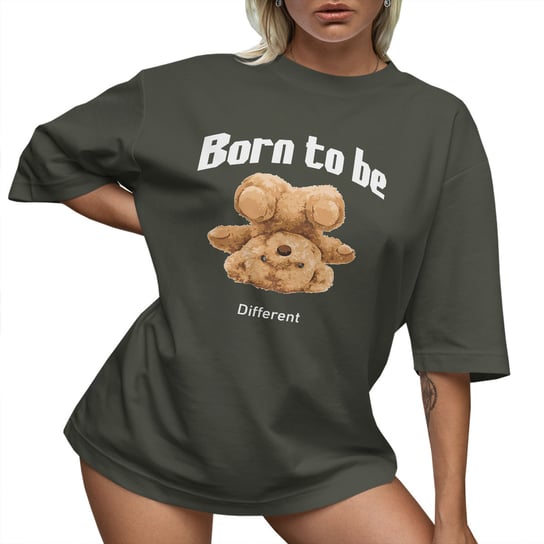 T-SHIRT OVERSIZE LU��NA KOSZULKA MI�� TEDDY BORN TO BE DIFERENT XL SUKIENKA PolskaKoszulka