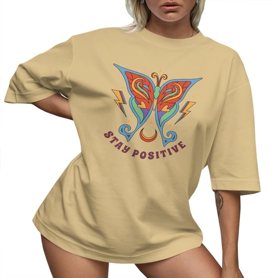 T-SHIRT OVERSIZE LU��NA KOSZULKA MOTYL BAWE��NIANA L SUKIENKA JAKO���� PolskaKoszulka