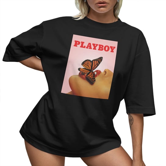 T-SHIRT OVERSIZE LU��NA KOSZULKA PLAYBOY MOTYL USTA NADRUK M SUKIENKA JAKO���� PolskaKoszulka