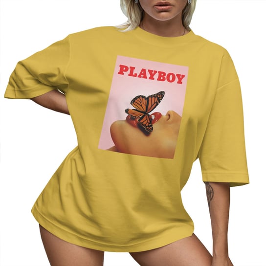 T-SHIRT OVERSIZE LU��NA KOSZULKA PLAYBOY MOTYL USTA NADRUK XXL SUKIENKA PolskaKoszulka