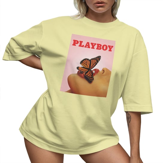 T-SHIRT OVERSIZE LU��NA KOSZULKA PLAYBOY MOTYL USTA NADRUK XXXL SUKIENKA PolskaKoszulka