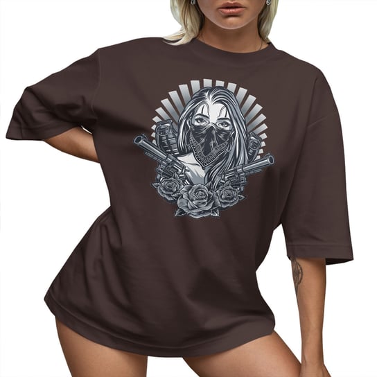 T-SHIRT OVERSIZE LU��NA KOSZULKA TATTOO R����E GUN L SUKIENKA JAKO���� PolskaKoszulka