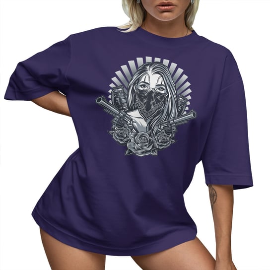 T-SHIRT OVERSIZE LU��NA KOSZULKA TATTOO R����E GUN L SUKIENKA JAKO���� PolskaKoszulka