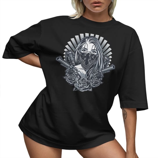 T-SHIRT OVERSIZE LU��NA KOSZULKA TATTOO R����E GUN M SUKIENKA JAKO���� PolskaKoszulka