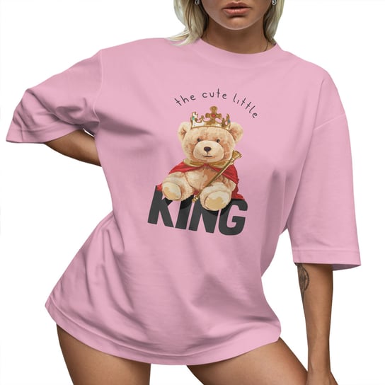 T-SHIRT OVERSIZE LUŹNA KOSZULKA BASIC MIŚ KING NAPIS XL SUKIENKA JAKOŚĆ PolskaKoszulka