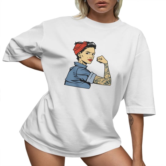 T-SHIRT OVERSIZE LUŹNA KOSZULKA PIN UP BAWEŁNA KRÓTKA M SUKIENKA JAKOŚĆ PolskaKoszulka