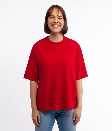 T-shirt oversize z lnem OMENA 8515 RED-M Inna marka