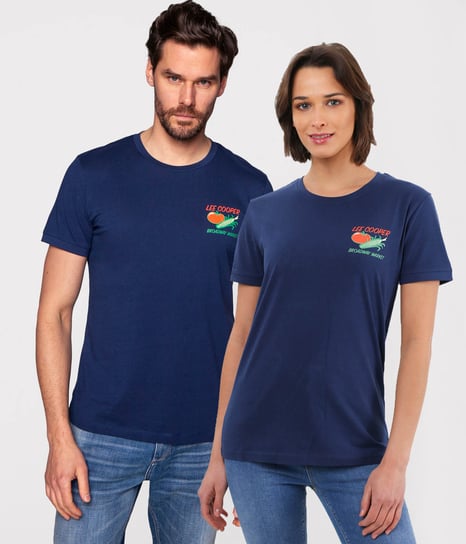 T-shirt unisex z dużym nadrukiem na plecach UNI FRESH 3933 MEDIEVAL BLUE-M Lee Cooper