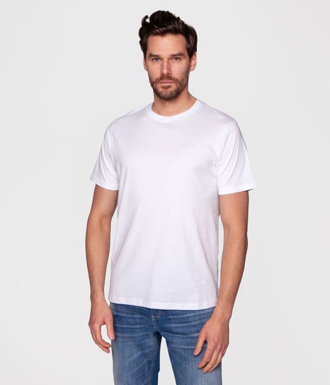 T-shirt z małym haftowanym logo OBUTCH 0875 WHITE-S Lee Cooper