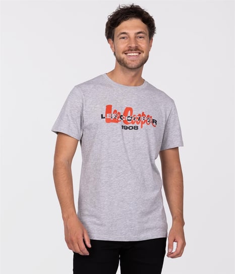 T-shirt z nadrukiem BRAND CARRIER3 2302 GREY MELANGE-L Lee Cooper