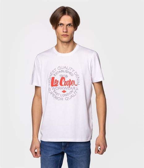 T-shirt z nadrukiem BRAND3 3010 WHITE-XL Lee Cooper