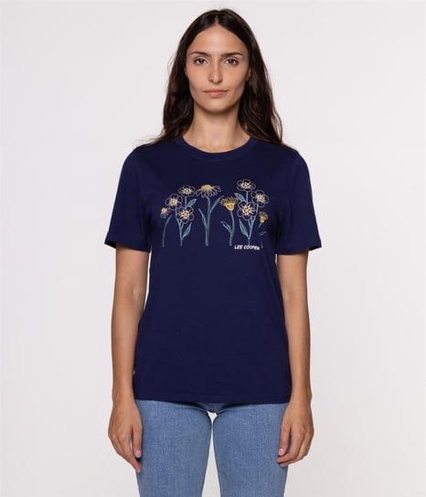 T-shirt z nadrukiem FLOWERS 6 5700 MEDIEVAL BLUE-L Inna marka